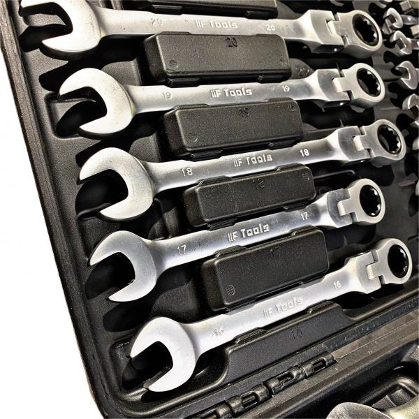 22 pcs Flexible Metric Ratchet Spanner Set