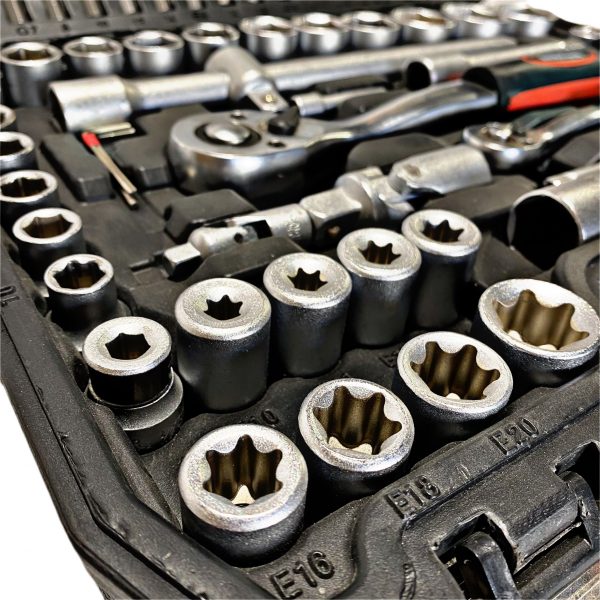 Jeu de douilles métriques DR 108 pièces 1/4″ et 1/2″