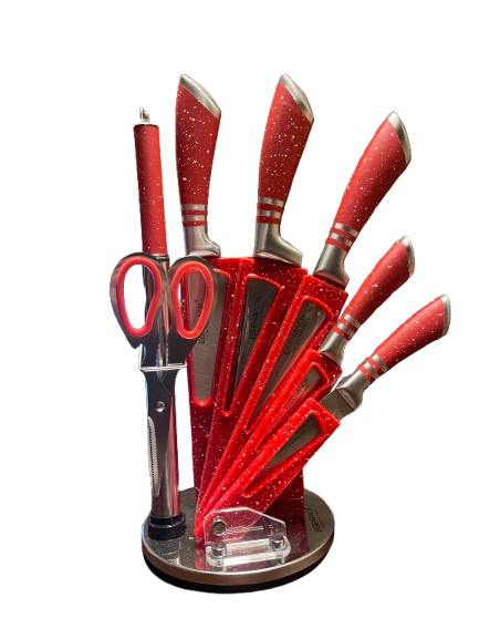 8 Pcs Knife Set Red