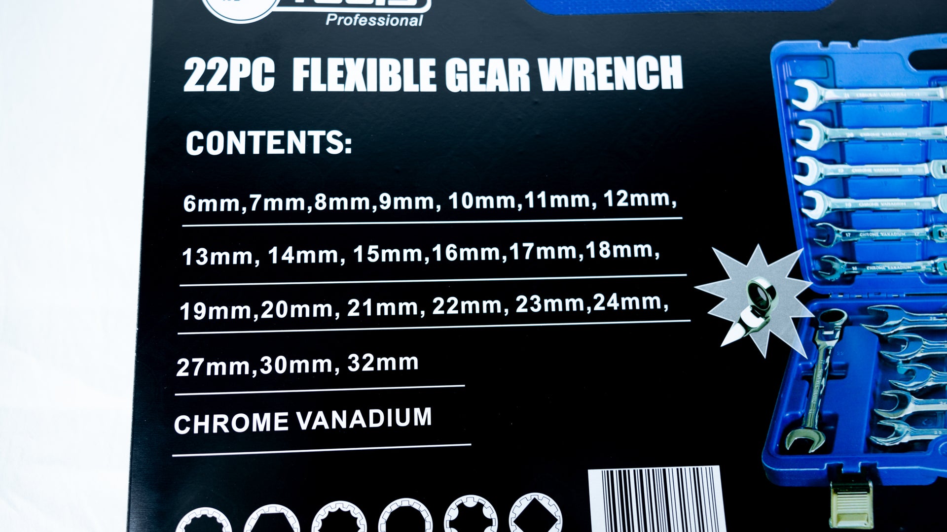 22Pcs Flexible Gear Wrench Set